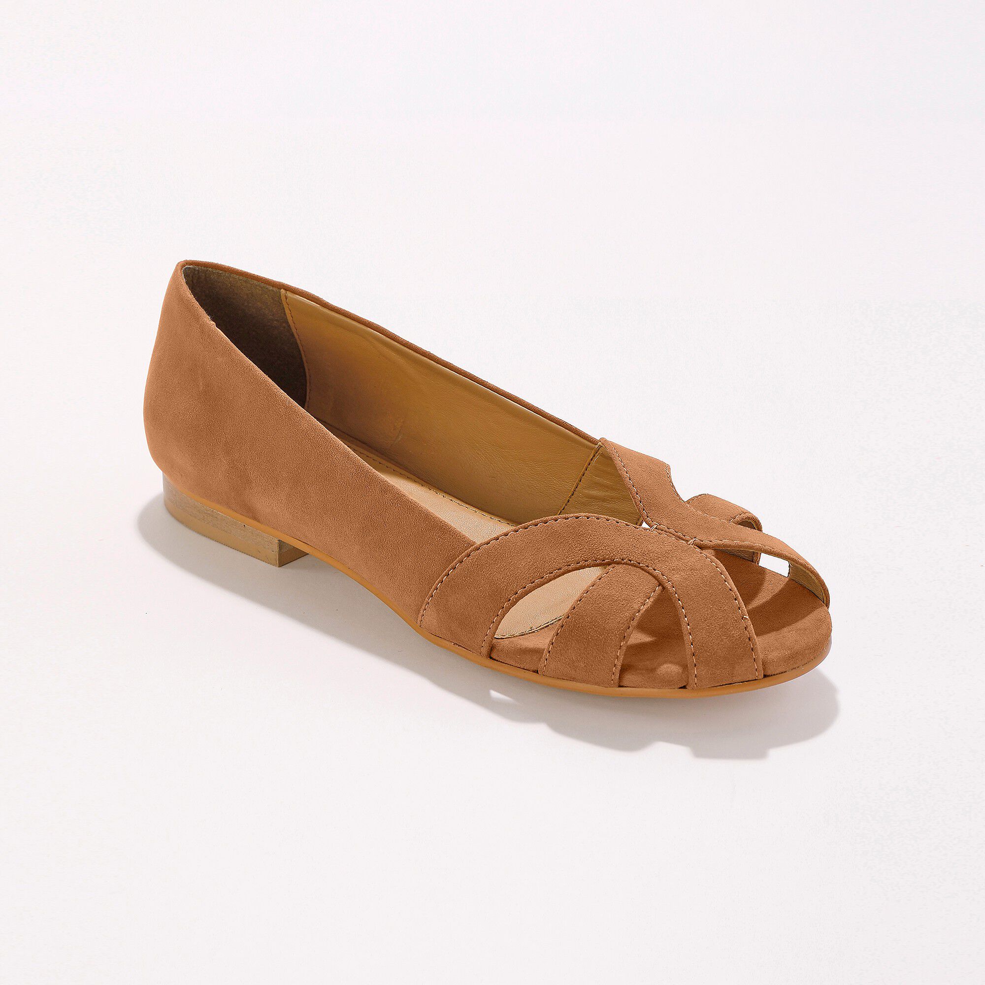 Ballerines à bout ouvert en cuir