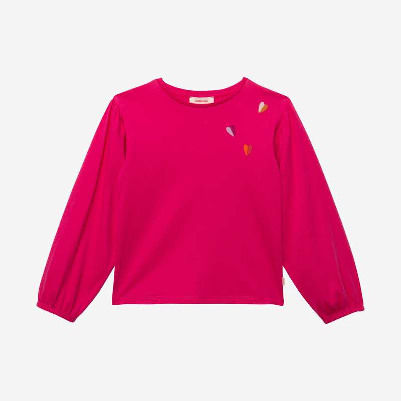 T-shirt fille coeurs rose en coton recyclé Catimini