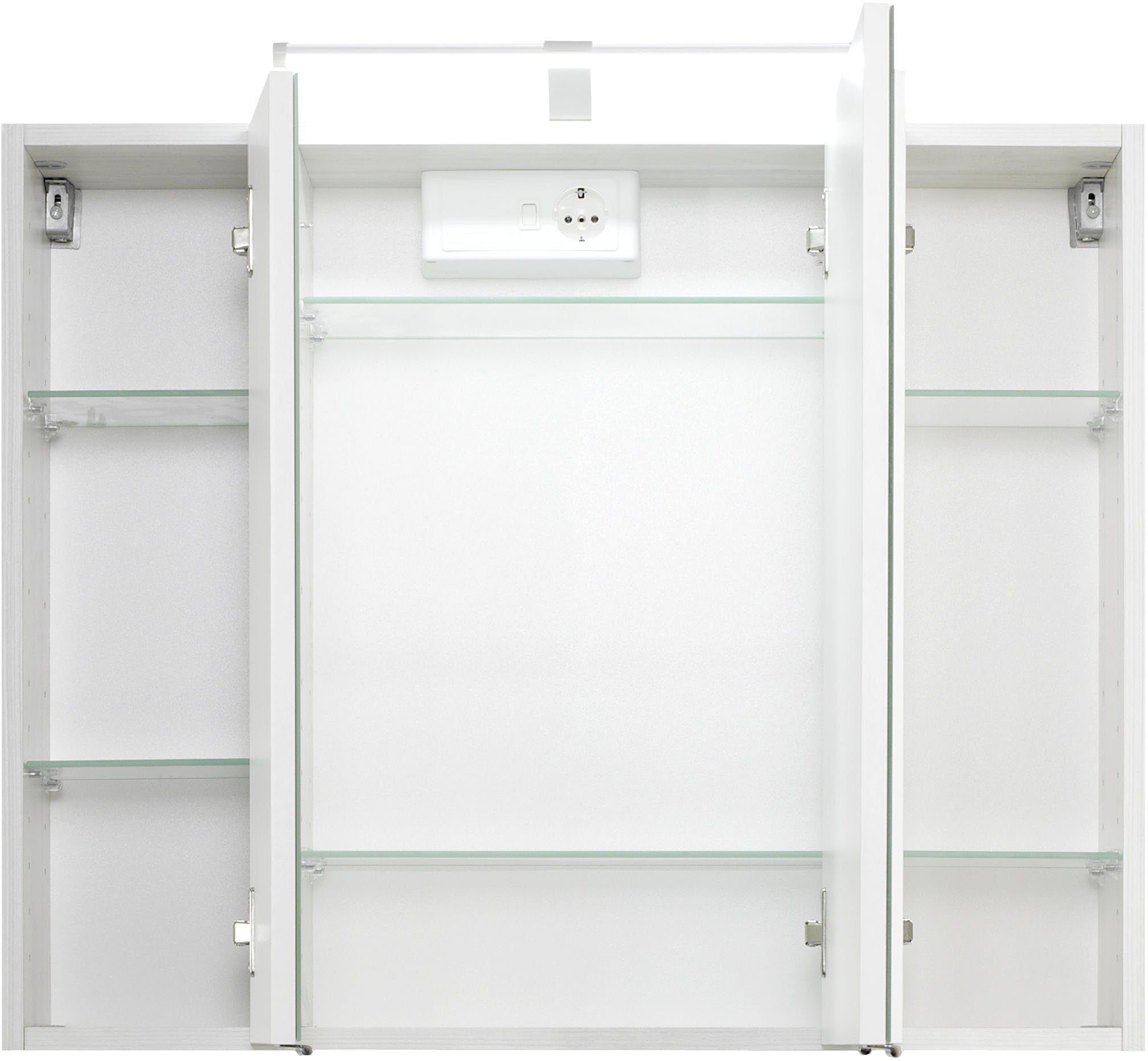 HELD MÖBEL Spiegelschrank Trento, verschiedene Ausführungen und Farben Breite 80 cm, mit 3D-Effekt, Spiegeltüren, Inklusive LED-Beleuchtung
