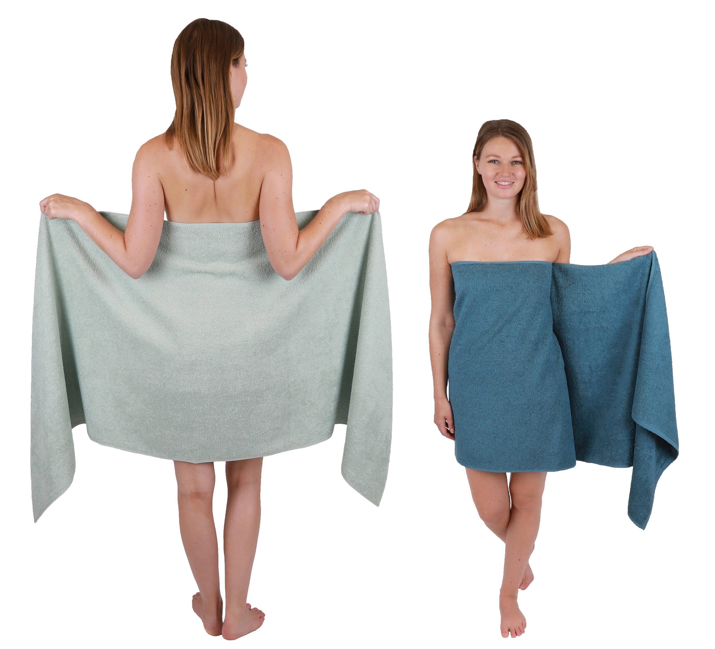 Betz Saunatuch 2 Stück Saunatücher XXL Berlin 70 x 200 cm Jade - Taubenblau, 100% Baumwolle
