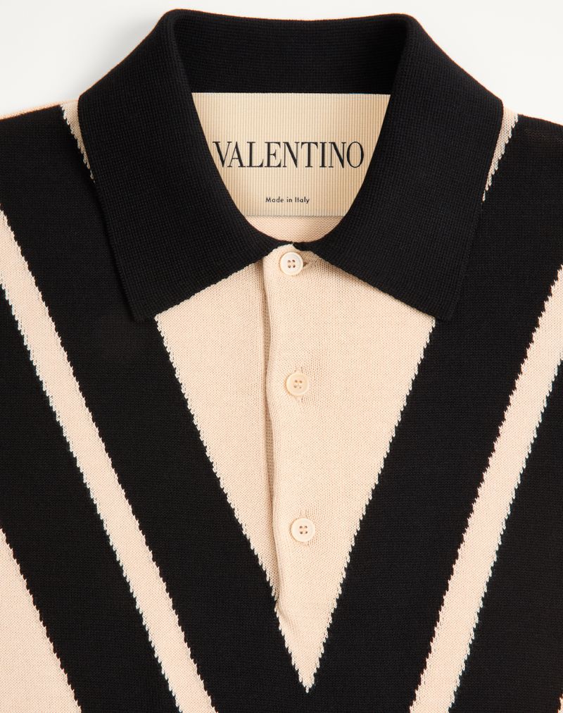 Valentino katoenen poloshirt met ingelegde V-vorm