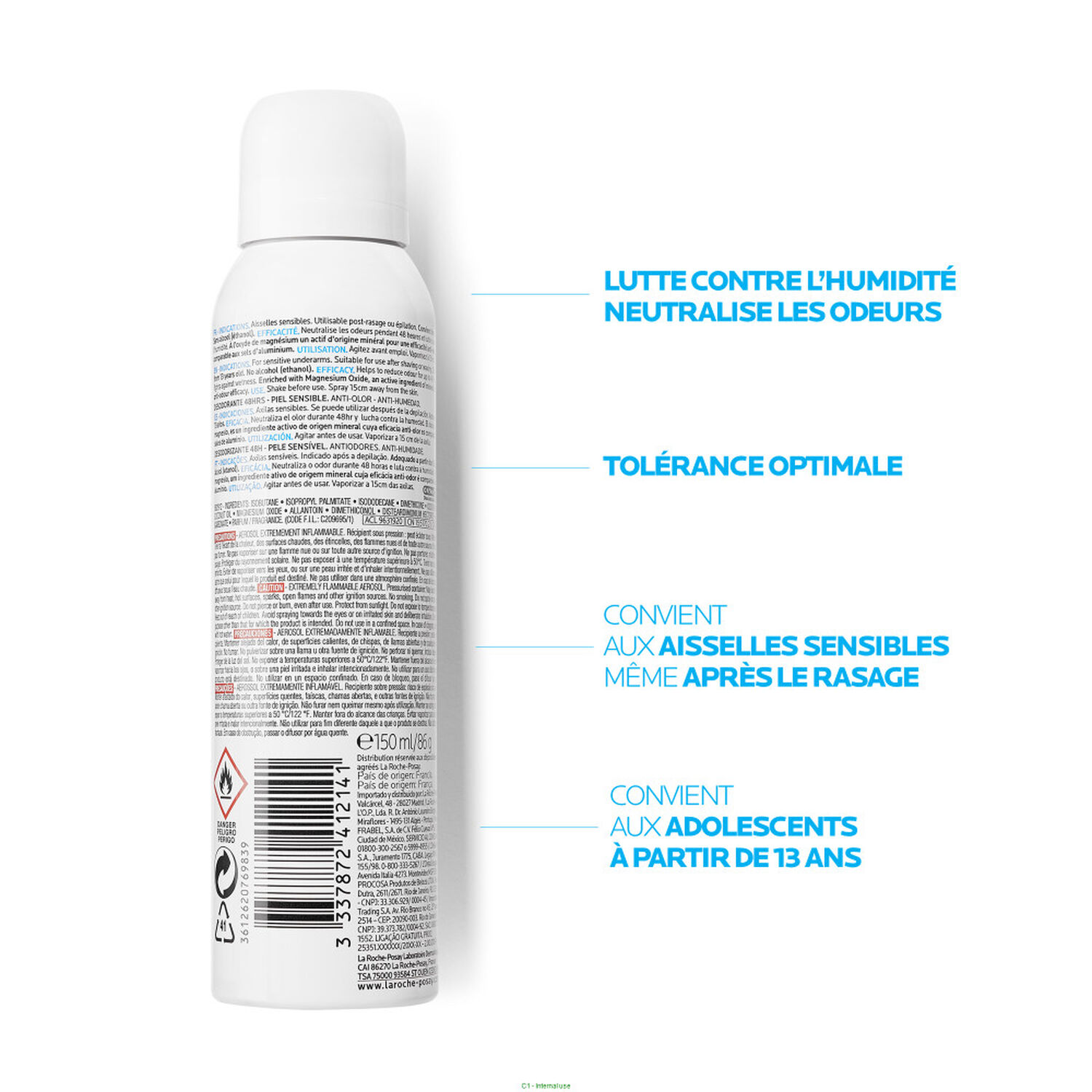 la roche-posay Déodorant Physiologique 24h Spray Anti-Odeurs & Anti-Humidité 2x150 ml