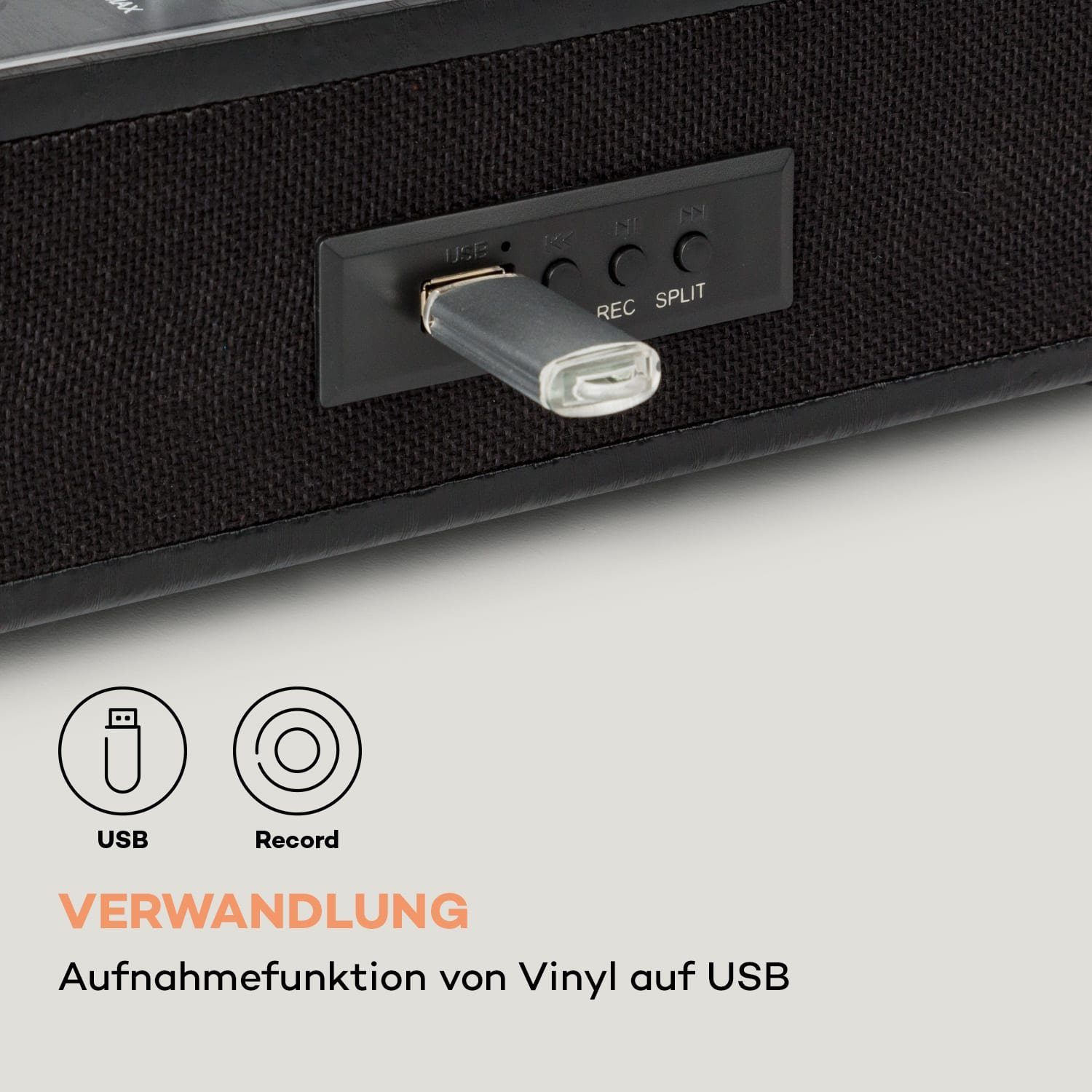 Auna TT-Classic Plus Plattenspieler (Riemenantrieb, Bluetooth, Schallplattenspieler mit Lautsprecher Vinyl Plattenspieler)