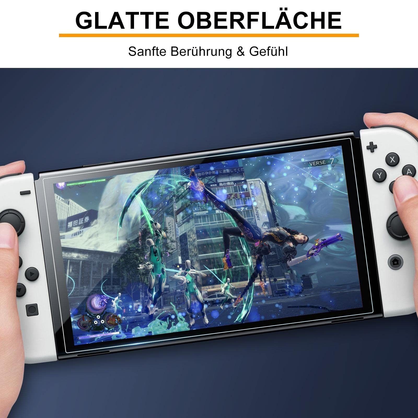 Mutoy Panzerglas für Switch OLED, Displayschutz Schutzfolie Zubehör Nintendo (Kompatibel mit Nintendo Switch OLED,9H Härte 2.5D [Hohe Auflösung][Anti-Bläschen][Anti-Kratzen)