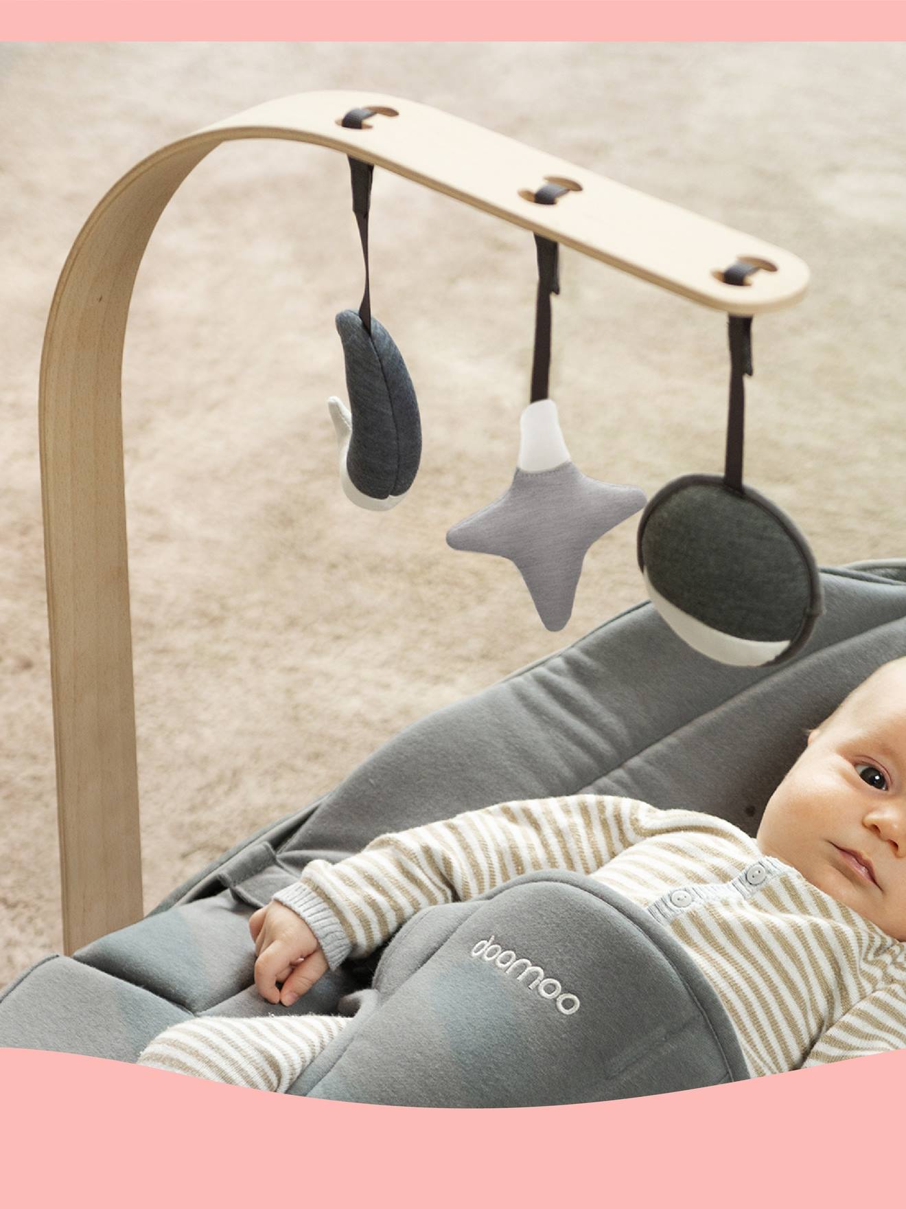 Transat et pouf Doomoo Seat’n Swing BABYMOOV avec balancelle intégrée anthracite