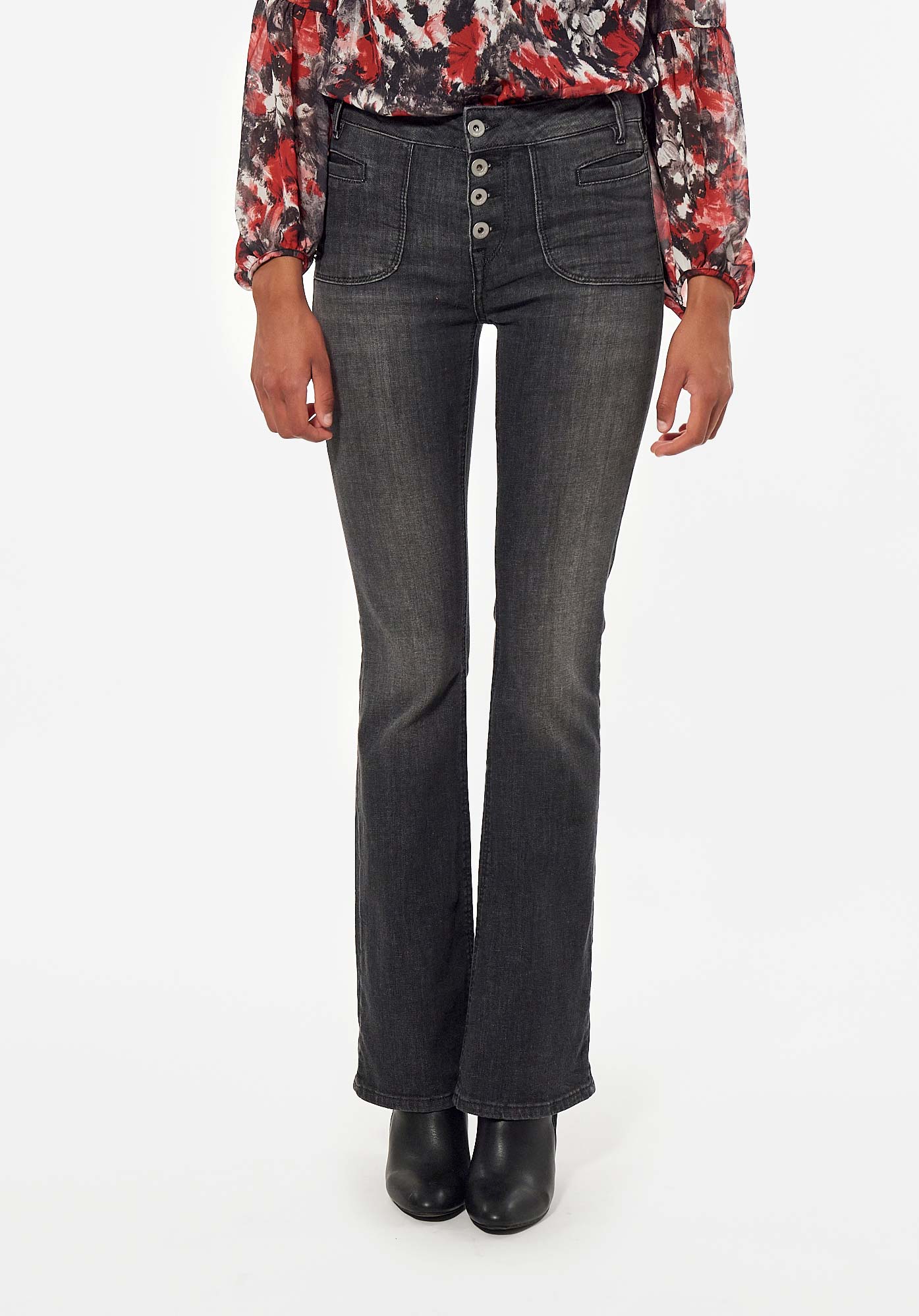 LUCKY  Jean noir bootcut Femme