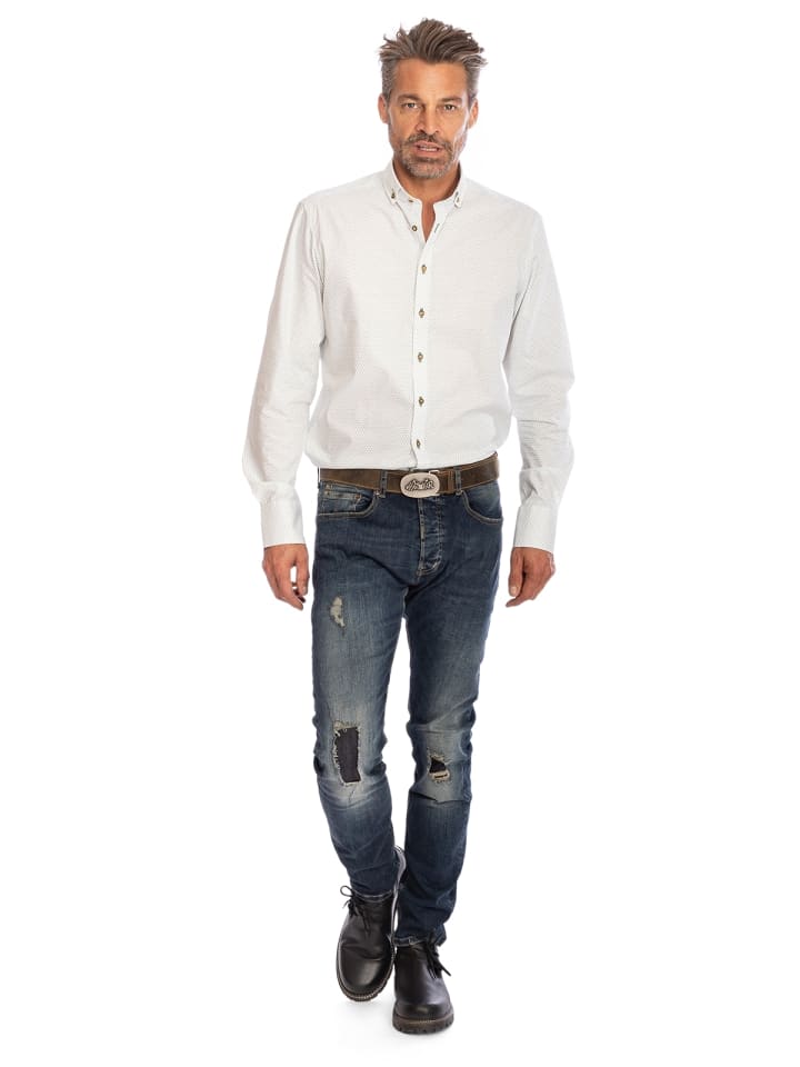 OS-Trachten Trachtenhemd 420001-3776 in weiß-grün günstig kaufen 3XL