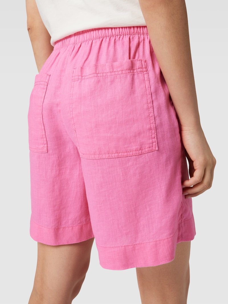 Shorts aus Leinen mit Eingrifftaschen in pink