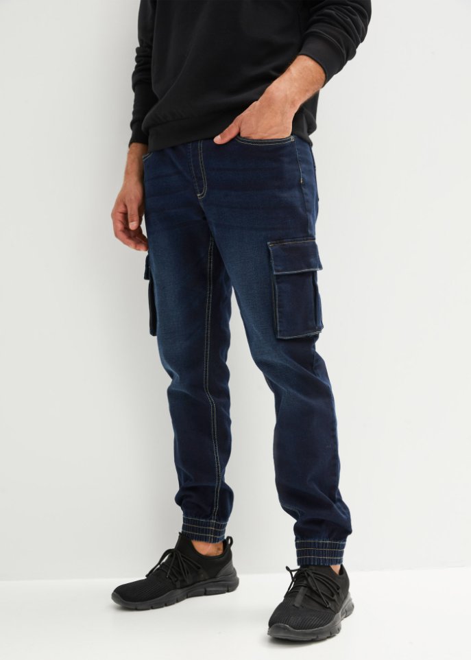 Regular Fit Schlupf-Cargo-Jeans, Straight
