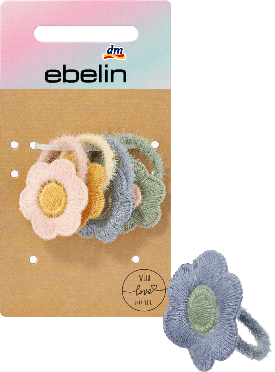 Haargummis mit Blumen Applikationen, 4 St