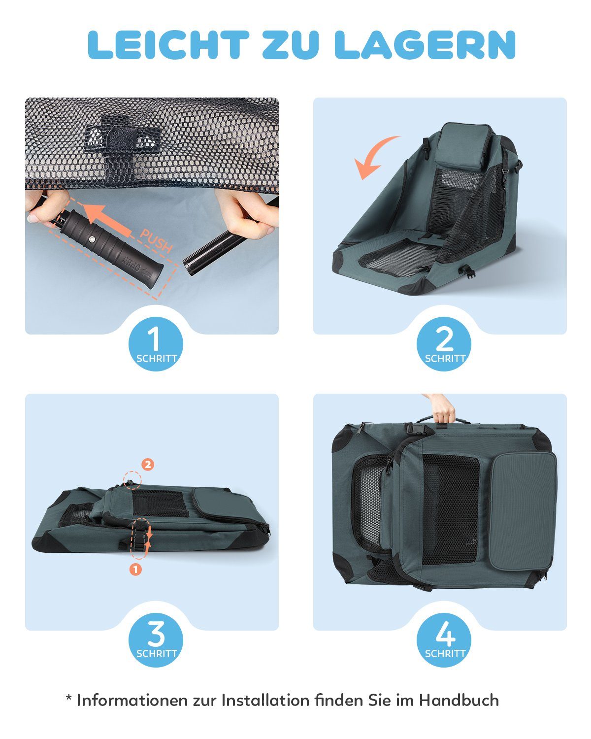 Reerooh Hunde-Transportbox Tiertransportbox Faltbar Hundebox Katzentasche Transportbox Hundenapf