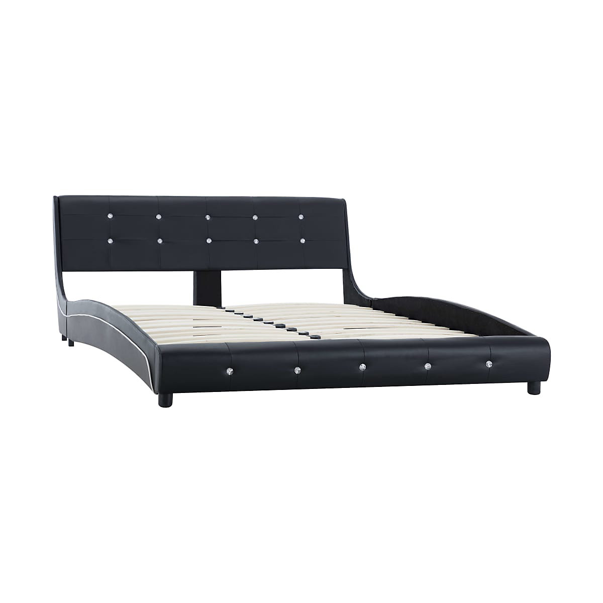Bett mit Matratze Schwarz Kunstleder 140 x 200 cm Bett