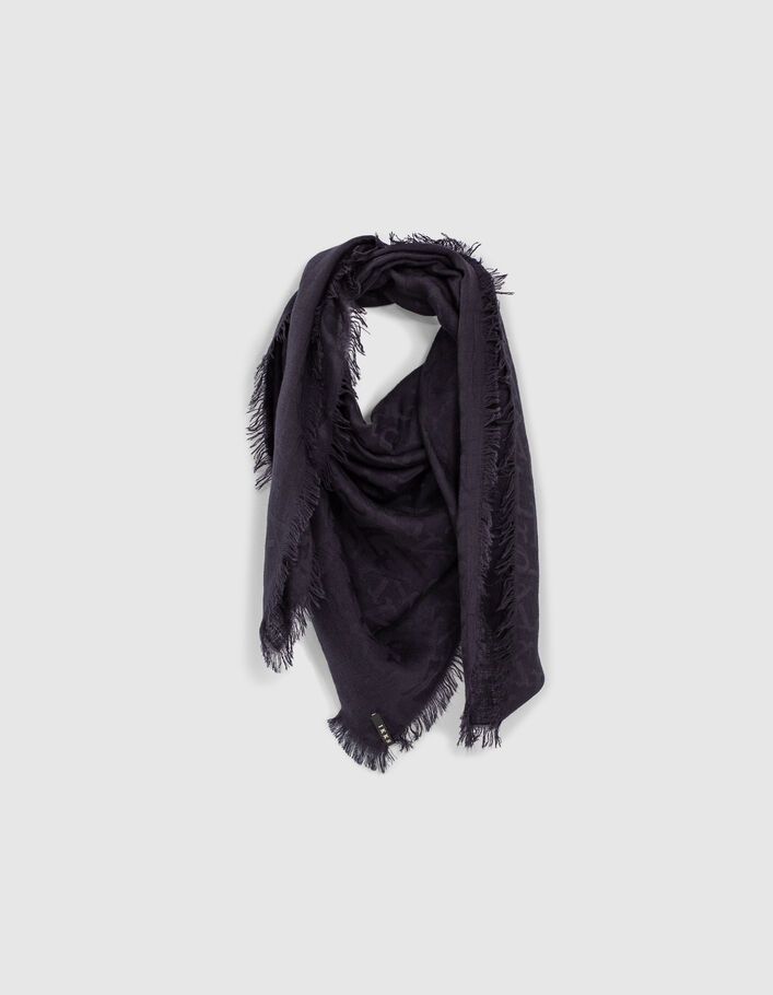 foulard jacquard monogramme IKKS bleu marine femme