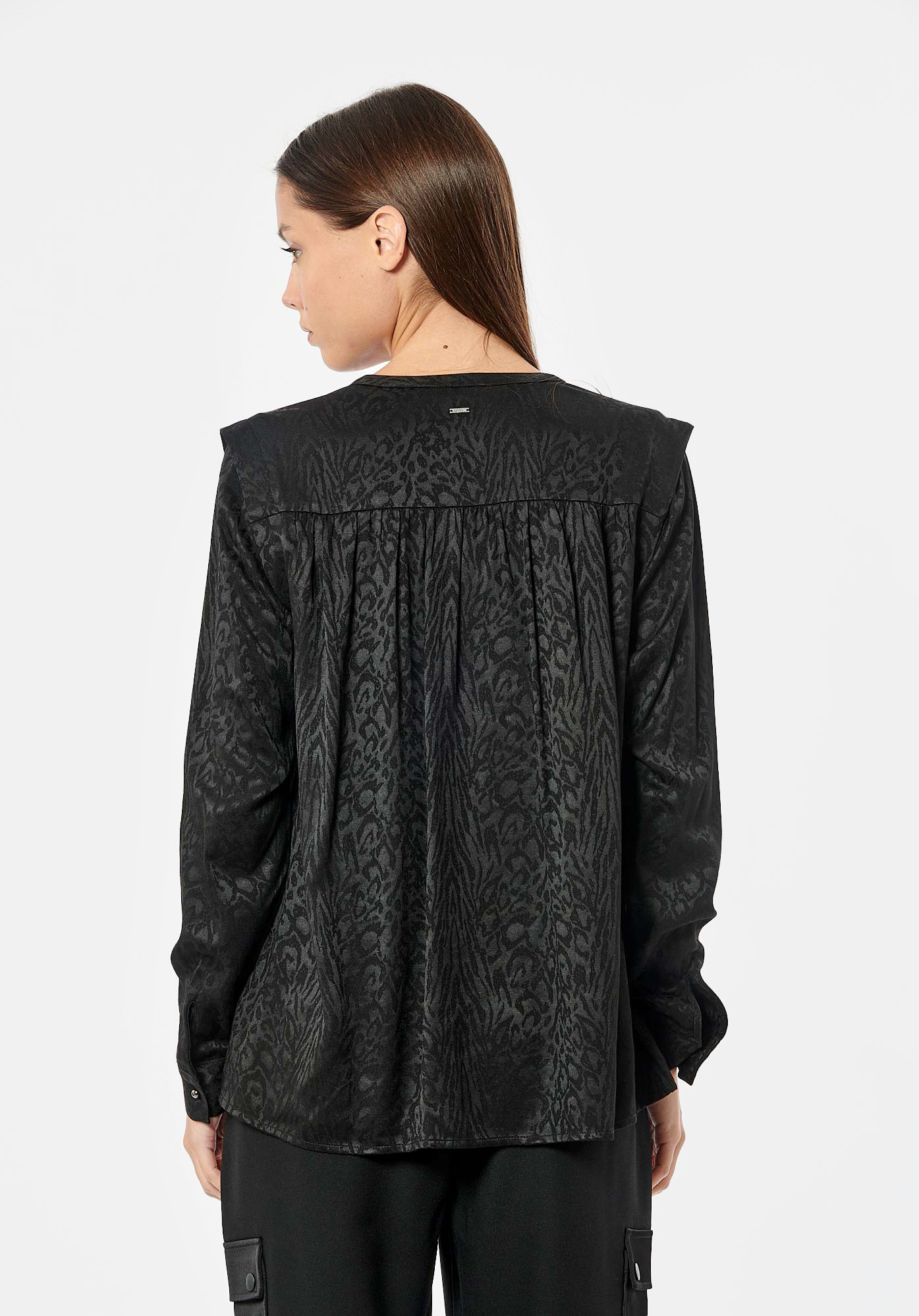 BAMBA  Blouse noire léopard femme