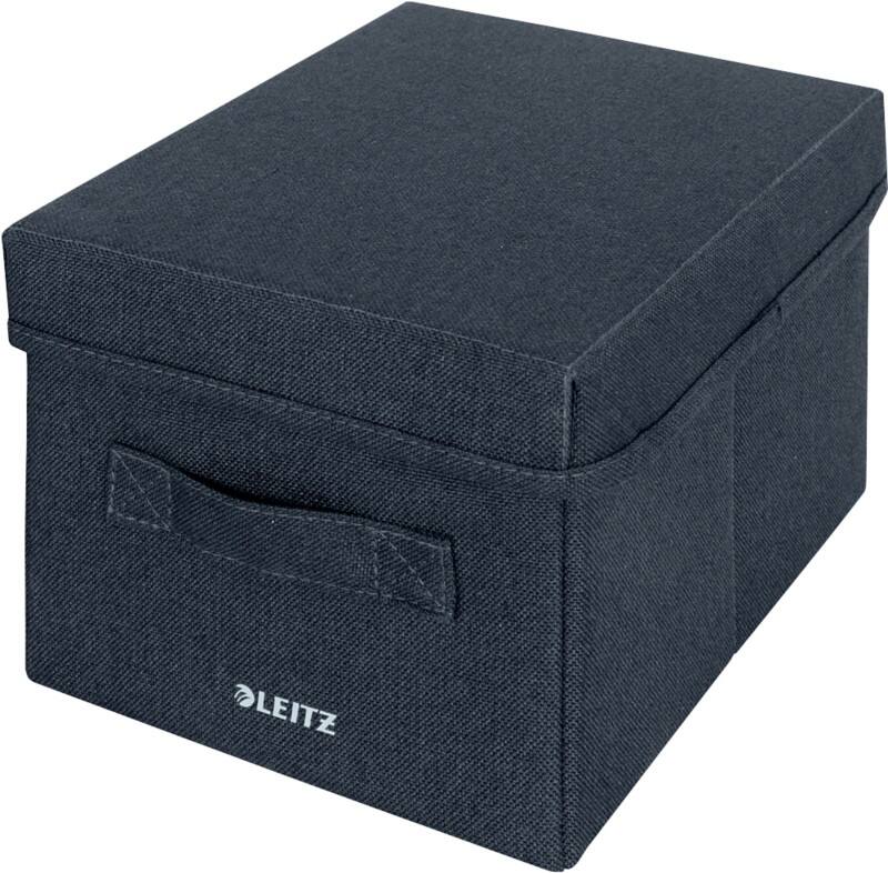 Leitz Stoff Aufbewahrungsbox 6146 mit Deckel Klein Grau 6,9 Liter 190 x 285 x 160 mm 2 Stück
