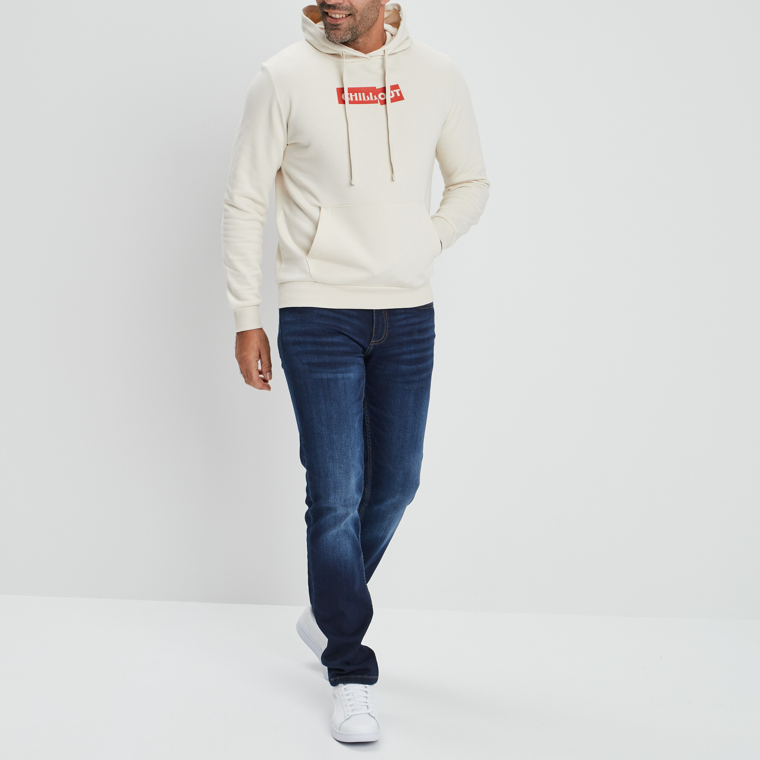 Sweat à capuche hoodie blanc homme | La Halle