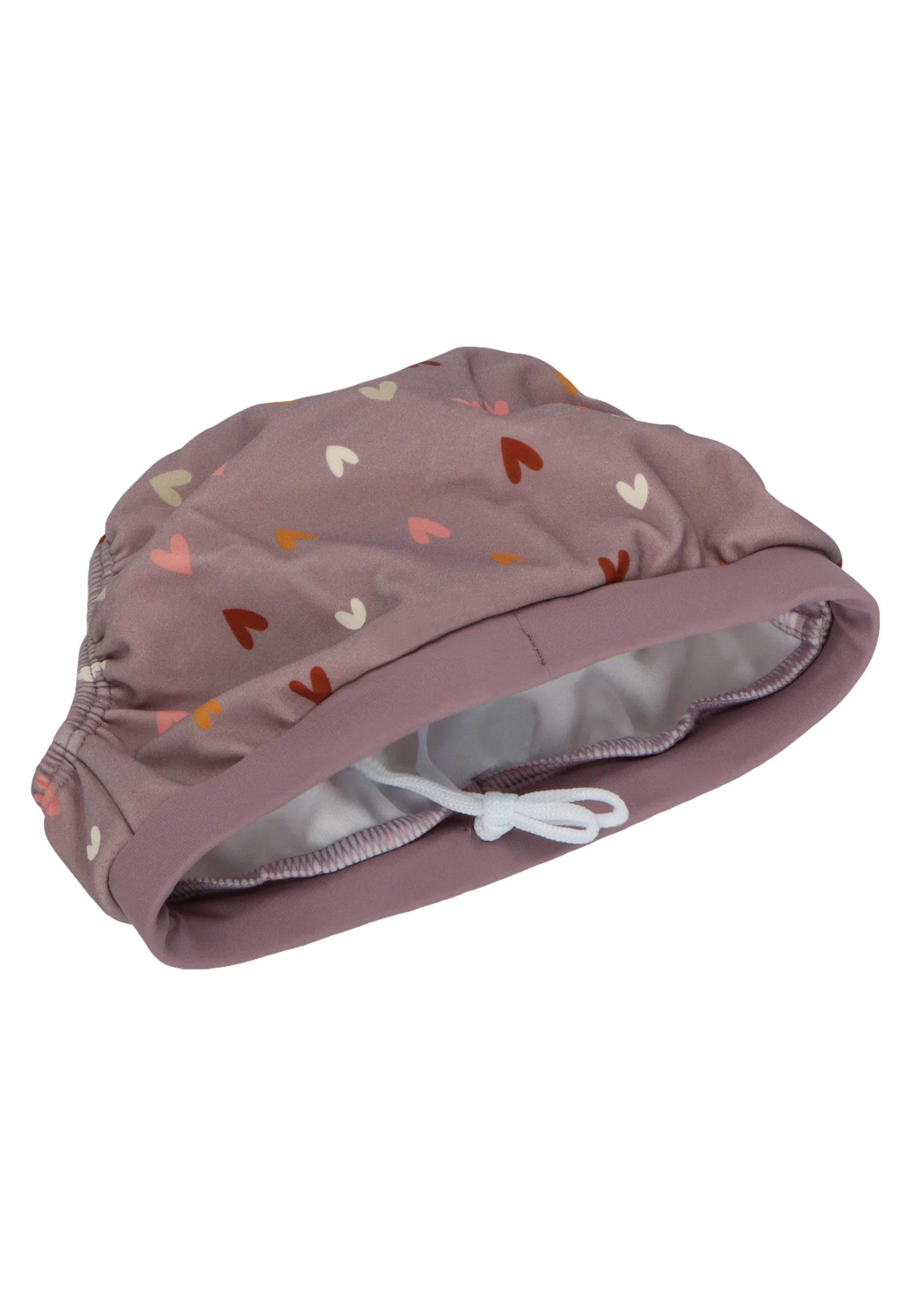 Badehose in Lila mit allover Herzen und Zierschleife