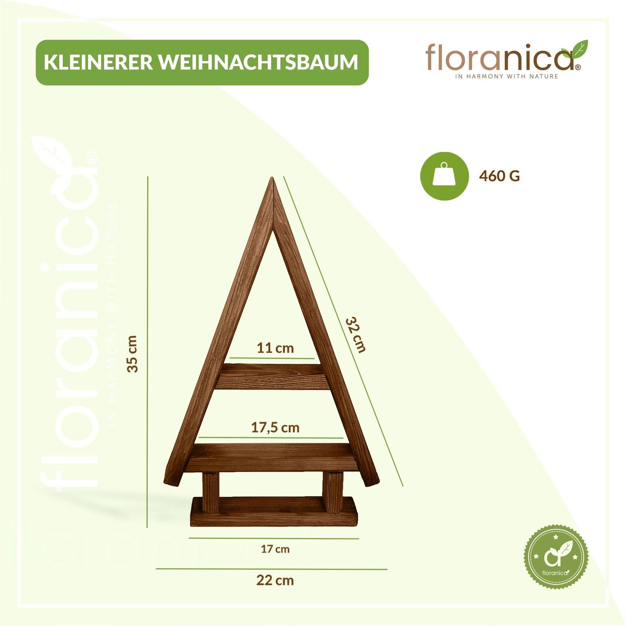 Pemicont Floranica Handgemacht  Holz Baum Weihnachtsbaum Tannenbaum - 2er-Set - Braun