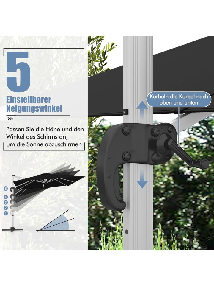 COSTWAY Sonnenschirm rechteckig 300x300cm in Schwarz günstig kaufen onesize