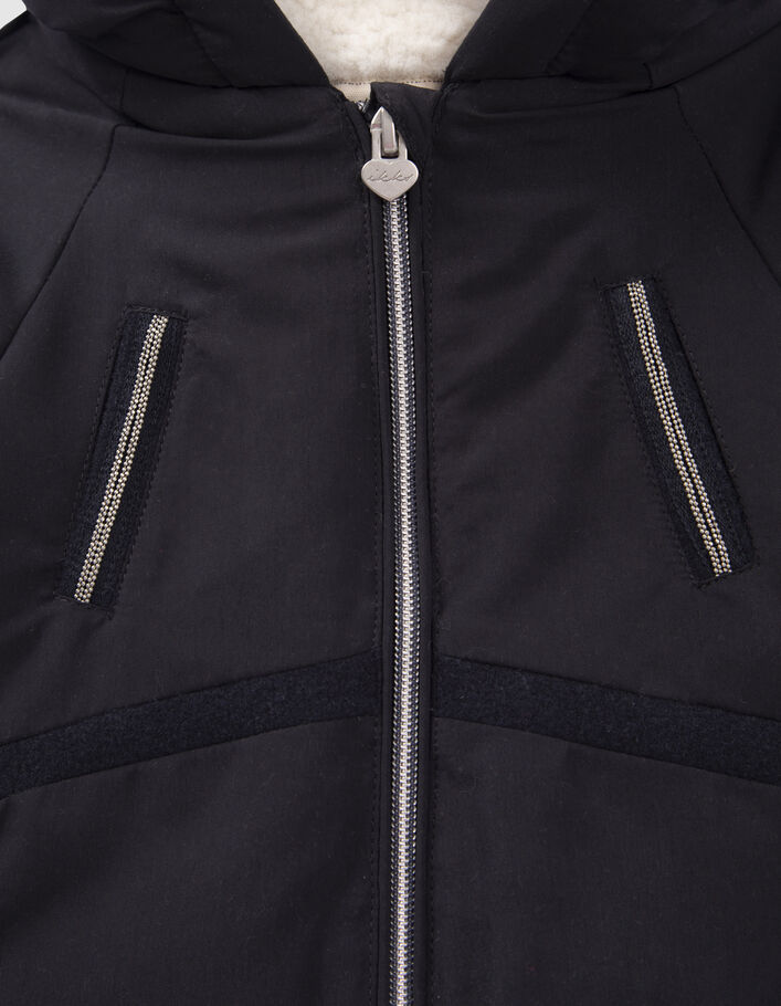 Parka marine fourrée à capuche bébé fille