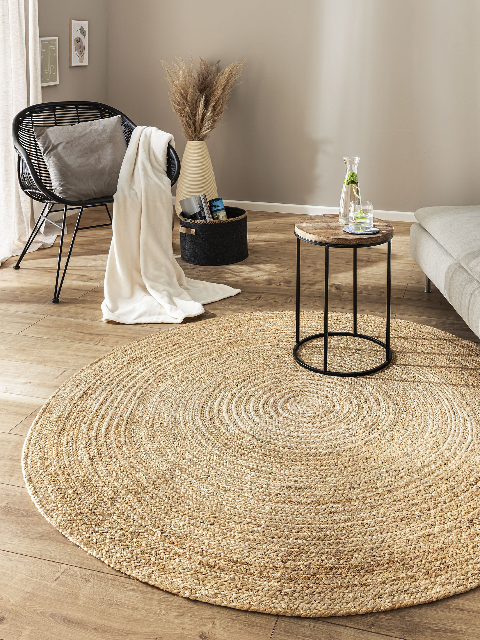 Manacor Jute-Teppich, Dunkelbeige