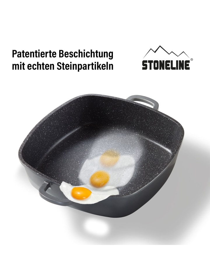Stoneline Servierpfanne Eckig | mit Deckel in Anthrazit | 28x28cm günstig kaufen 28 x 28 cm