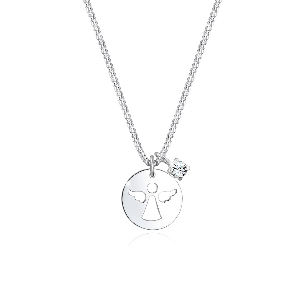 Elli Elli Collier Femme Assiette d'Ange Jouant avec des Cristaux en Argent Sterling 92 collier