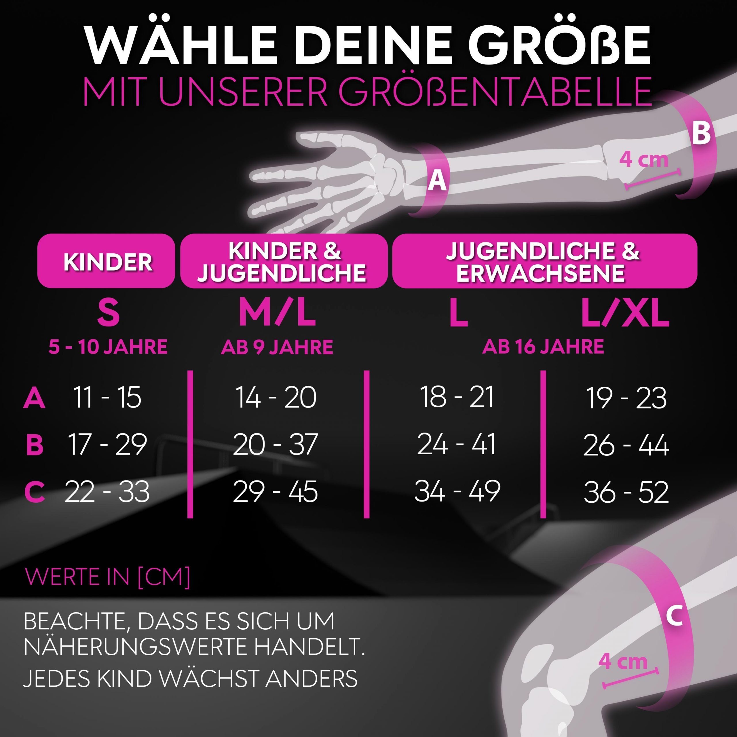 SKATEWIZ Protektoren-Set SMASH Knieschoner Kinder Inliner Schoner Erwachsene Protektoren Set (Schonerset Inliner skates Mädchen Schützer, 6-tlg., Inliner Schoner mit Knie-, Ellenbogen- und Handgelenkschützer), Schützer Inline Skates Kinder Schlittsch