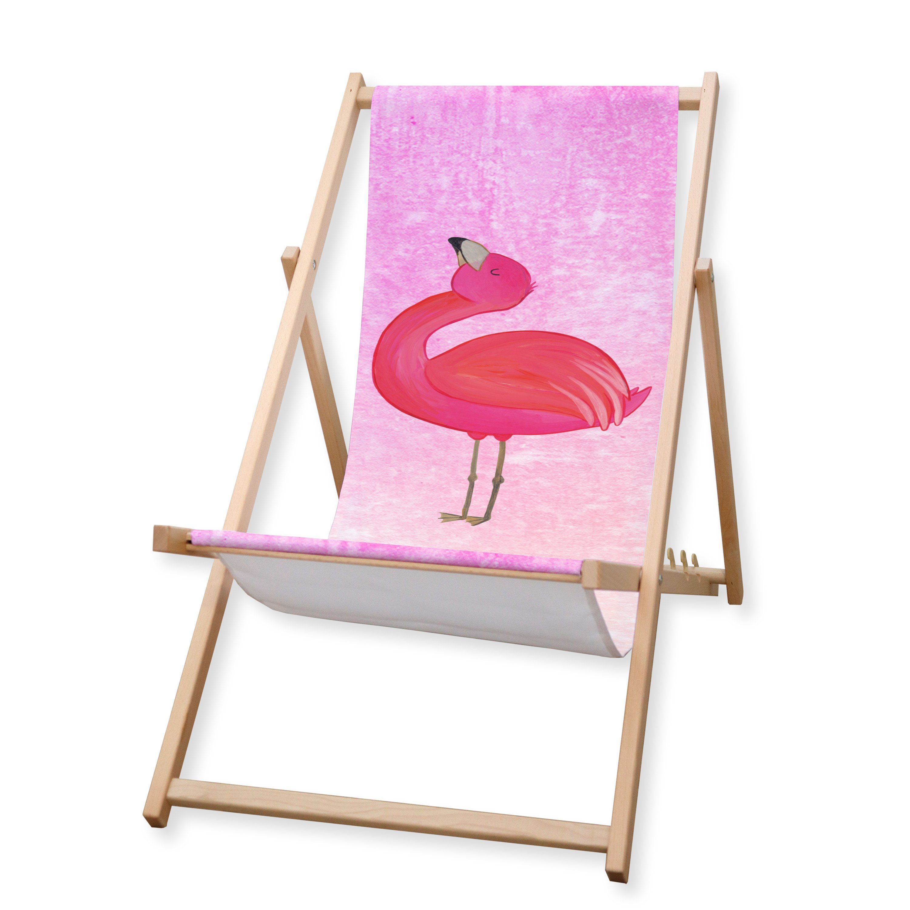 Mr. & Mrs. Panda Gartenliege Flamingo stolz - Aquarell Pink - Geschenk, Selbstakzeptanz, rosa, Mam, 1 St.
