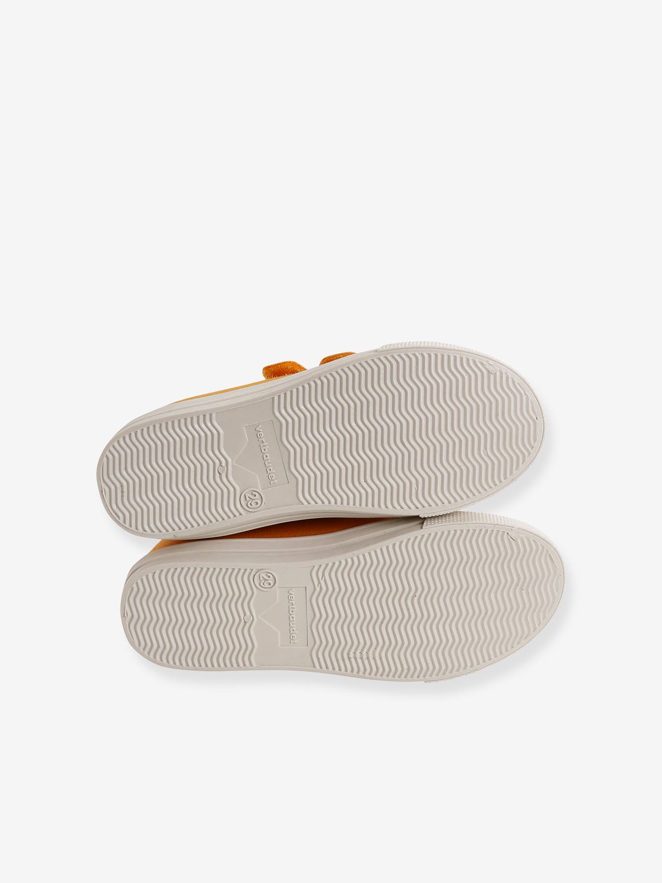 Baskets scratchées en toile enfant moutarde