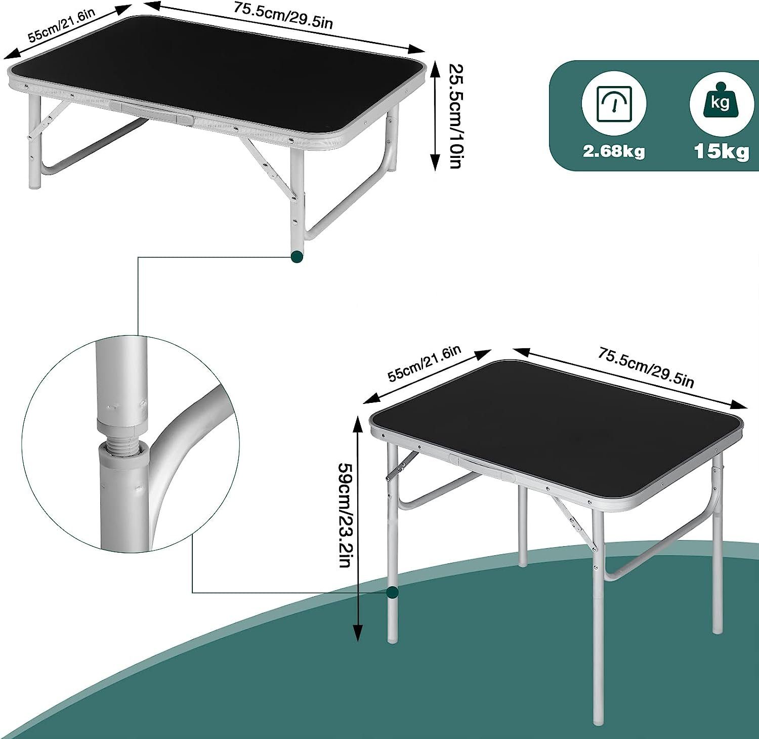 Woltu Campingtisch, Gartentisch tragbar, Reisetisch klappbar, aus Alu, MDF