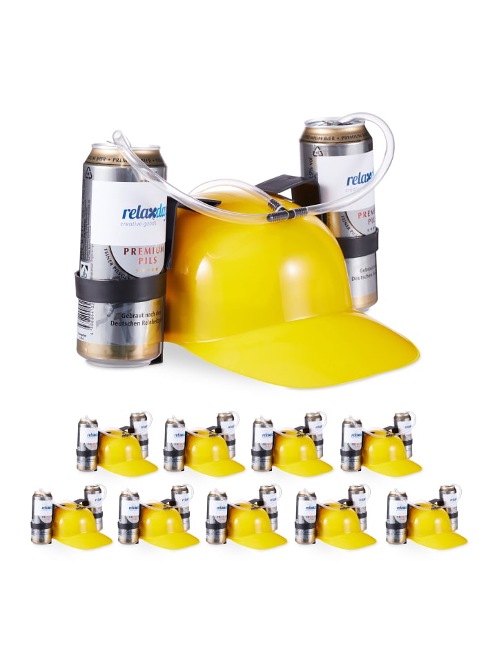 relaxdays 10x Party-Trinkhelm in Gelb günstig kaufen onesize