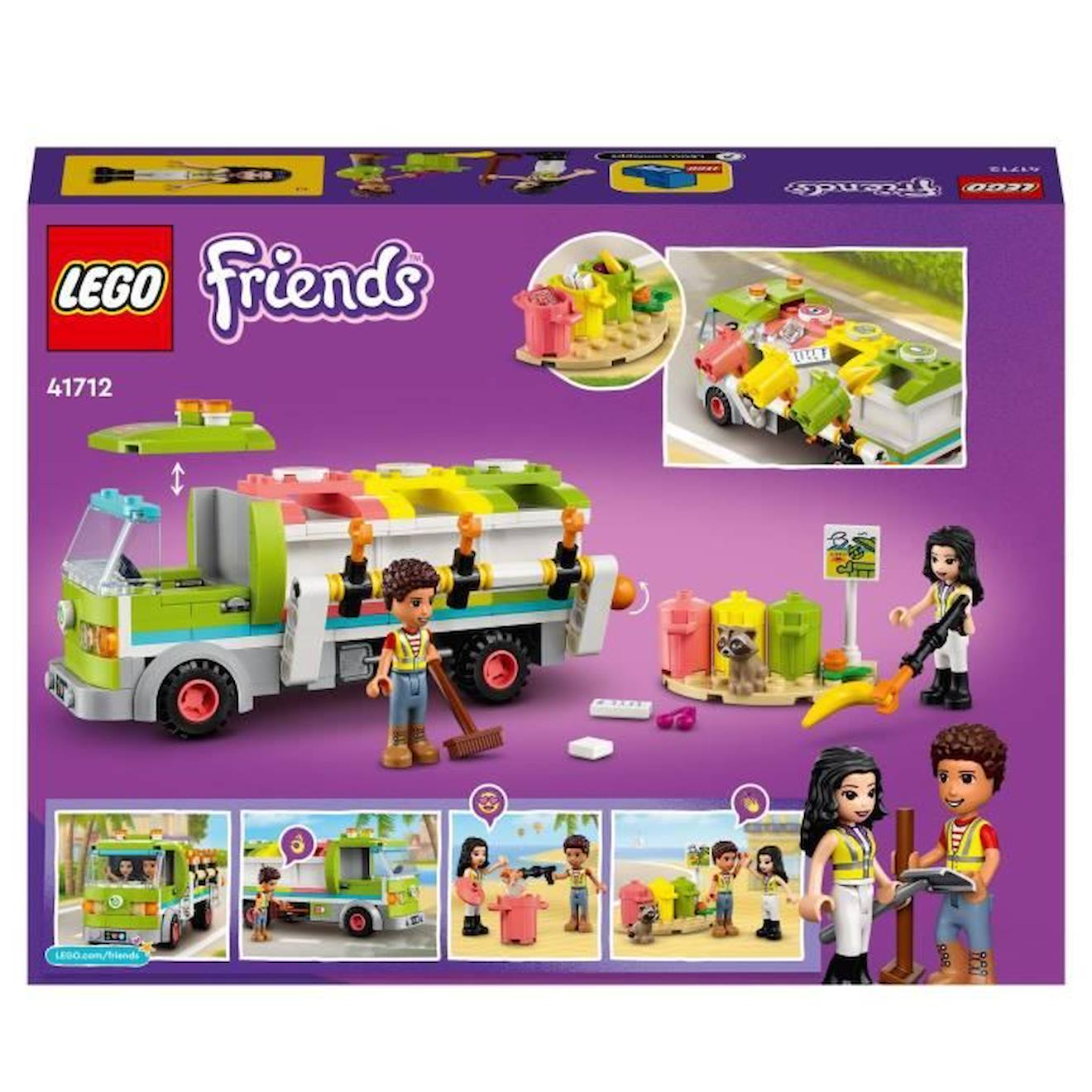 LEGO® Friends 41712 Le Camion de Recyclage, Jouet Éducatif, avec Mini-poupée Emma vert