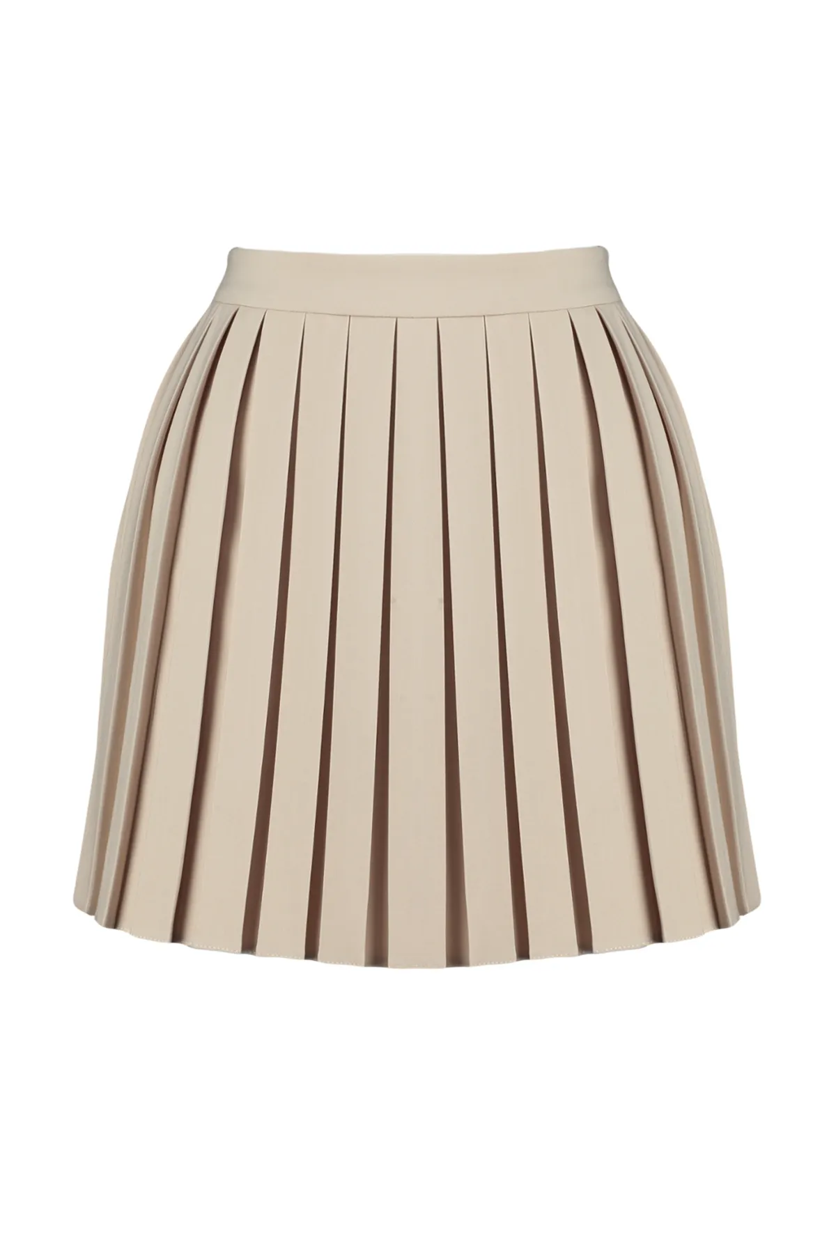 Trendyol Collection  Minirock in Beige – Faltendetail, gewebt, TWOAW21ET0111