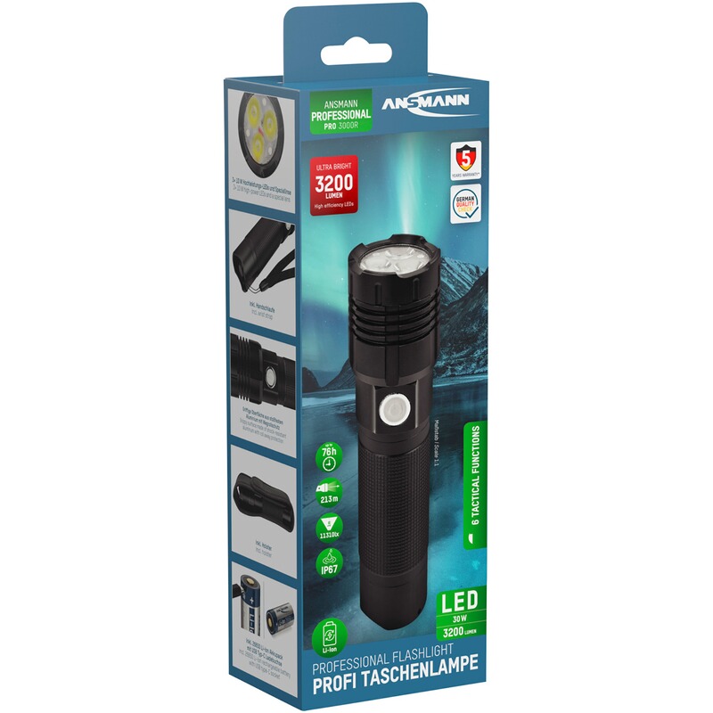Ansmann Taschenlampe PRO3000R &ndash; aufladbar
