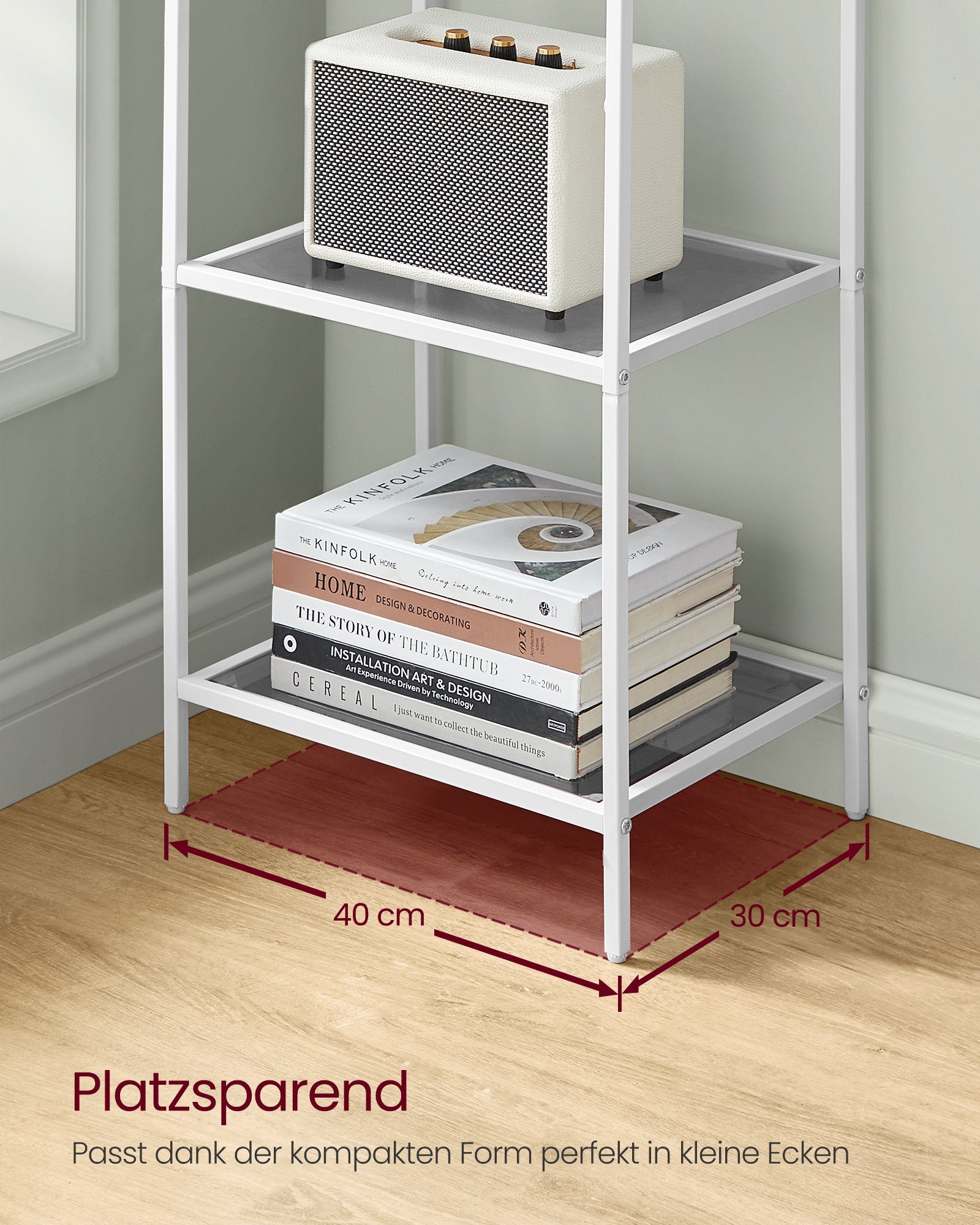VASAGLE Bücherregal, 1-tlg., Standregal, Küchenregal, stabil, H:90 - 177.3