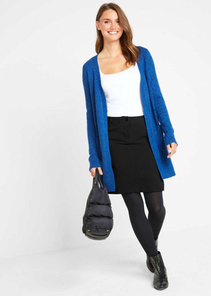 Boucle-Longstrickjacke