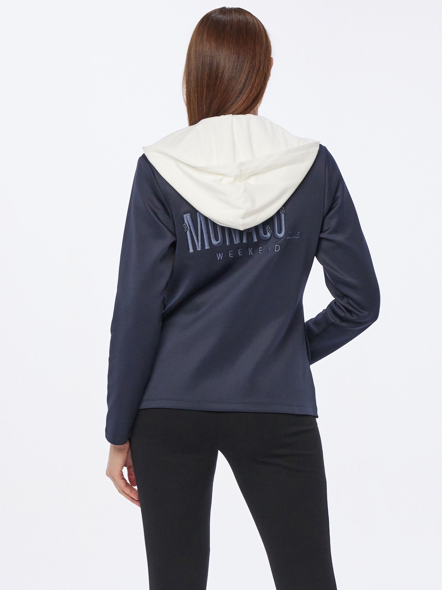 MONACO blue Jerseyblazer Sweatblazer wärmend mit Kapuze