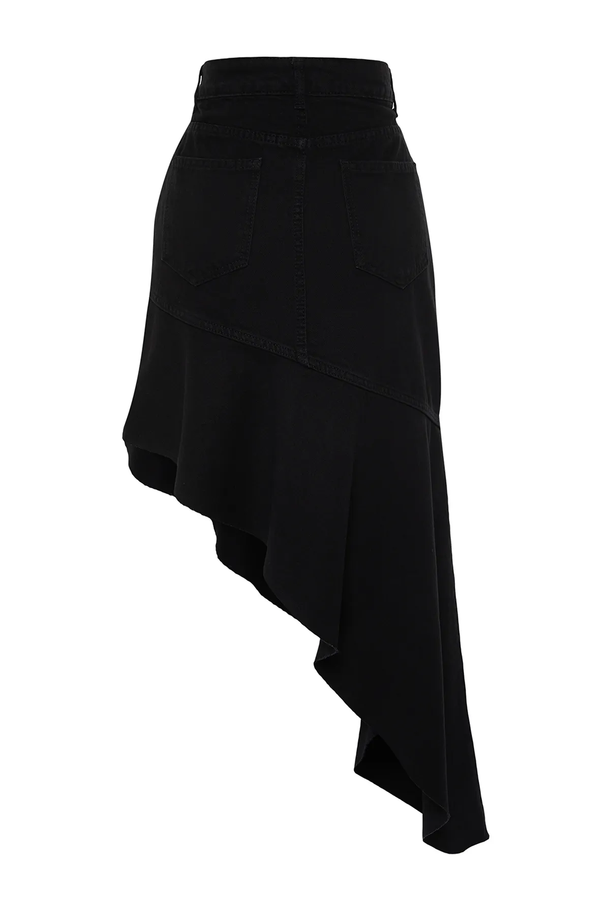 Trendyol Collection  Schwarzer asymmetrischer Maxi-Jeansrock mit hoher Taille TWOSS24ET00096