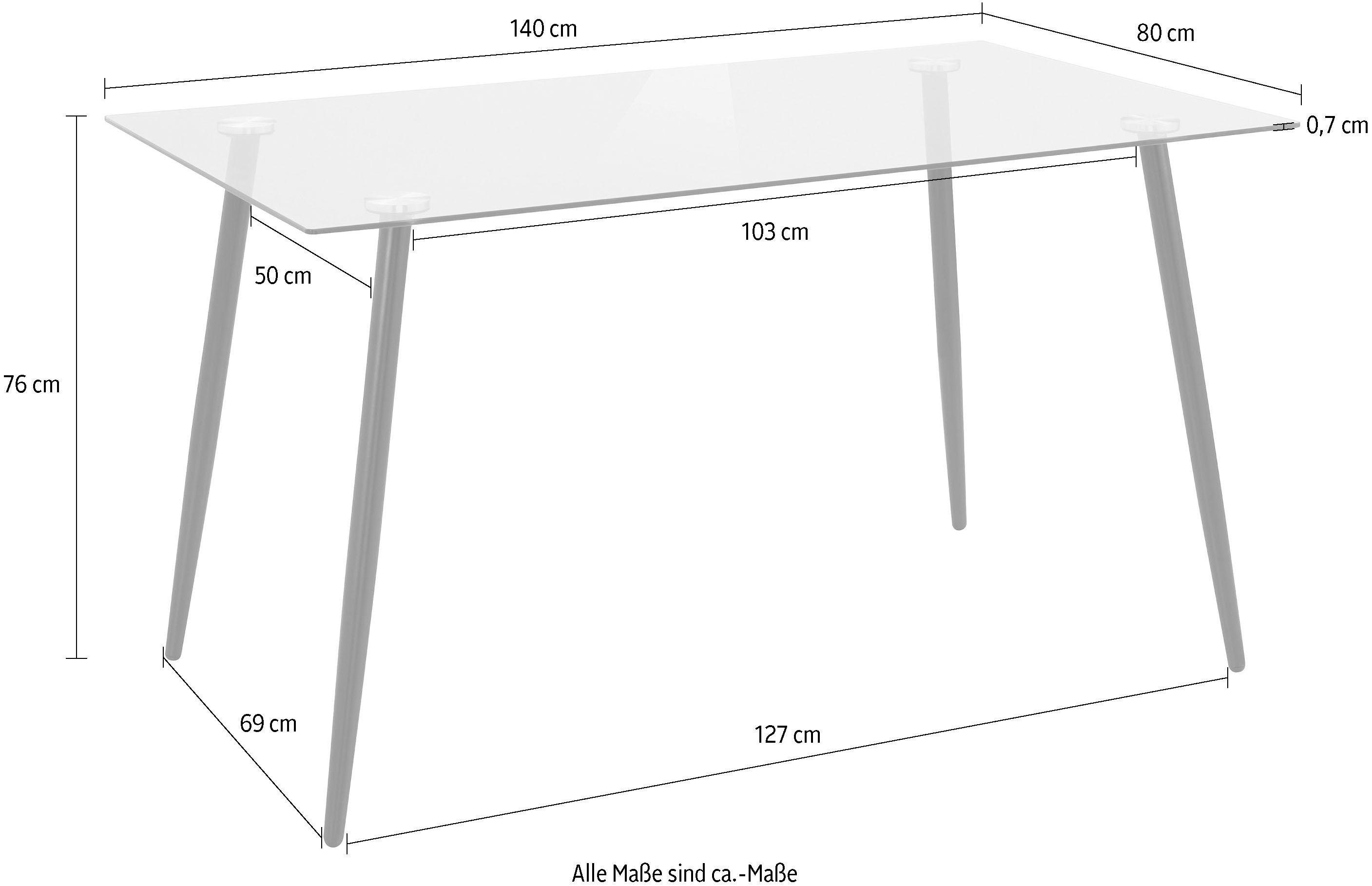 INOSIGN Glastisch Danny, Breite 140 cm