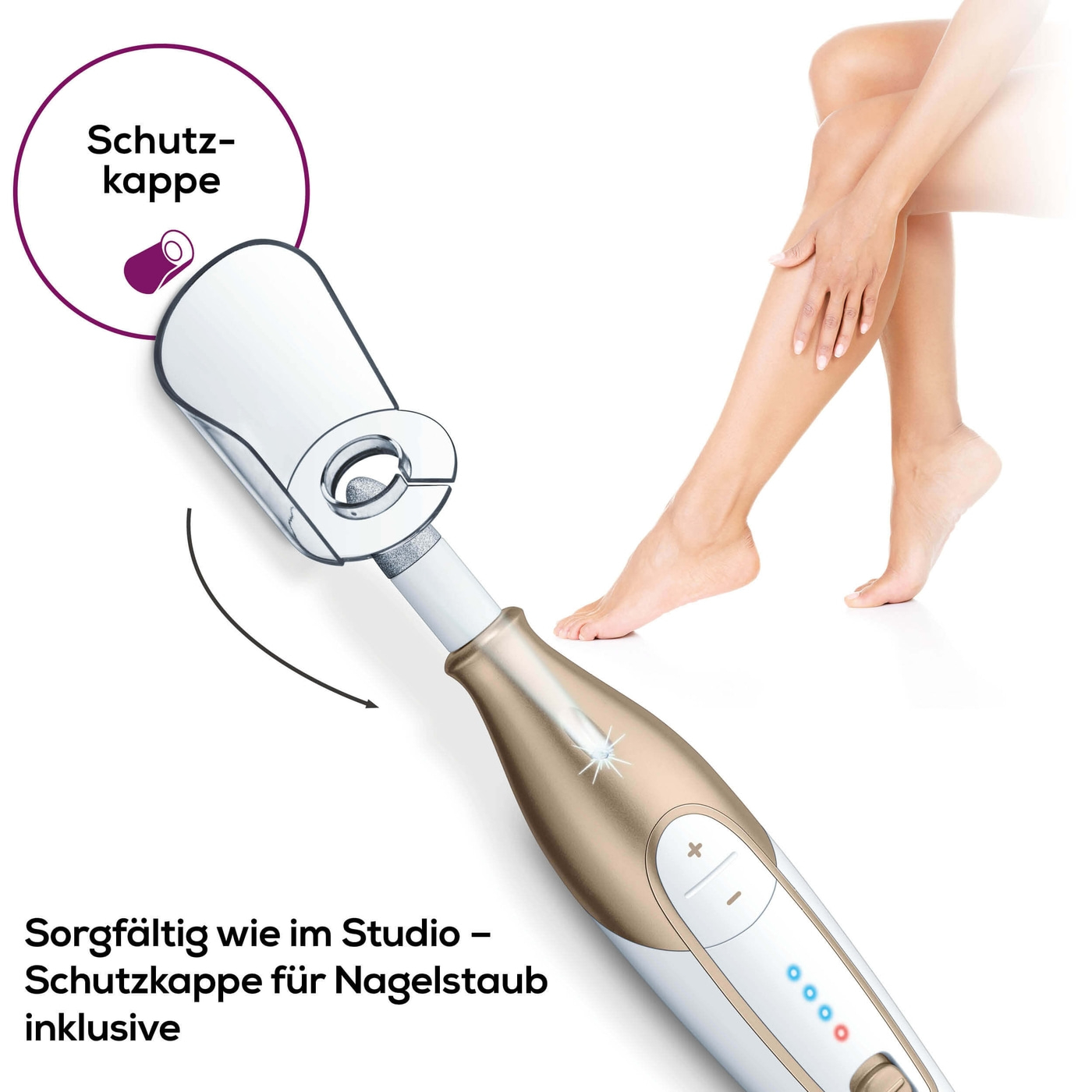 Beurer Maniküre-/Pediküre Set MP 64-Kabelloser Nagelfräser für Maniküre & Pediküre mit 10 Saphir- & Filzaufsätzen