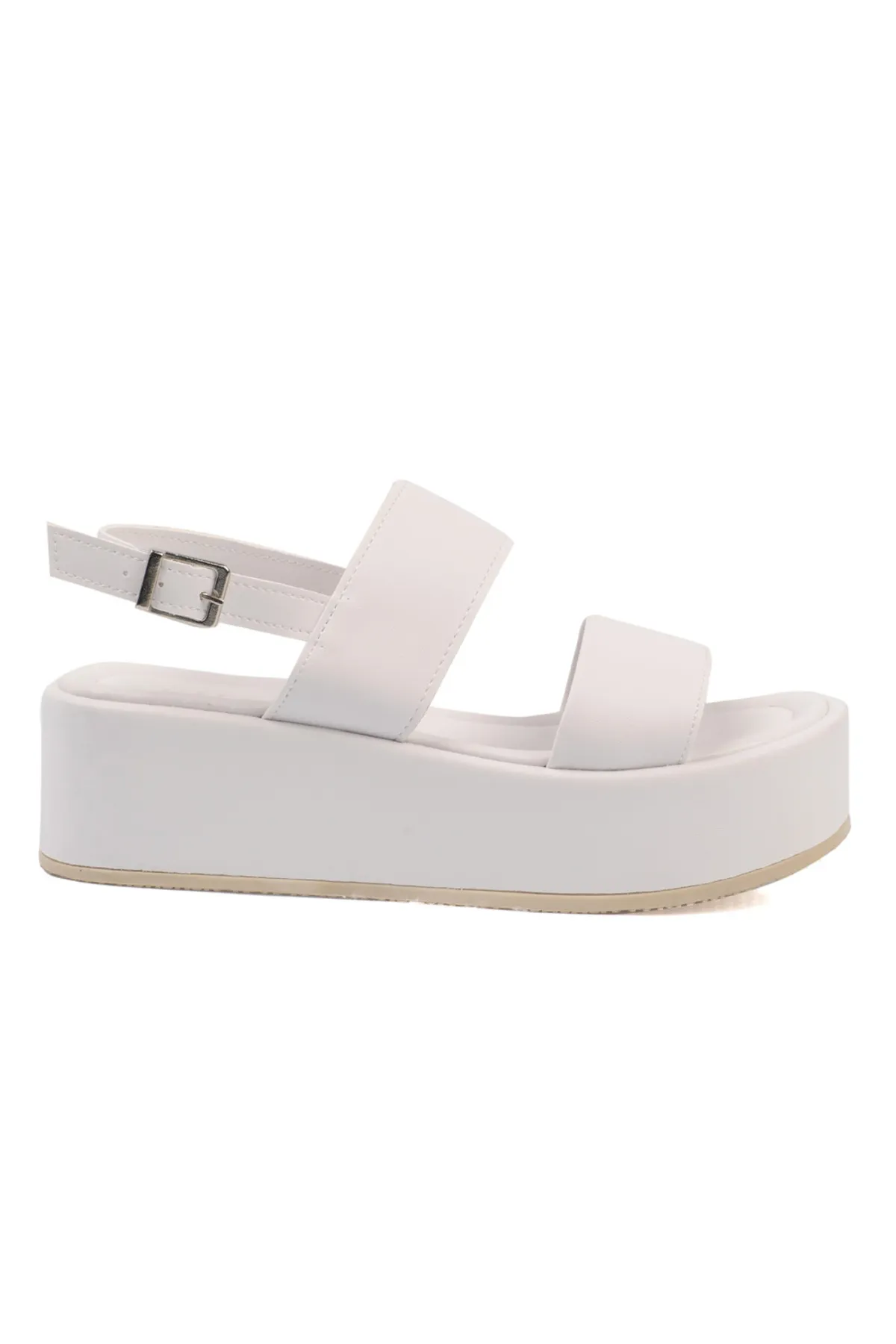 Capone Outfitters  Dicke Damen-Flatform-Sandalen mit doppeltem Riemen und Keilabsatz