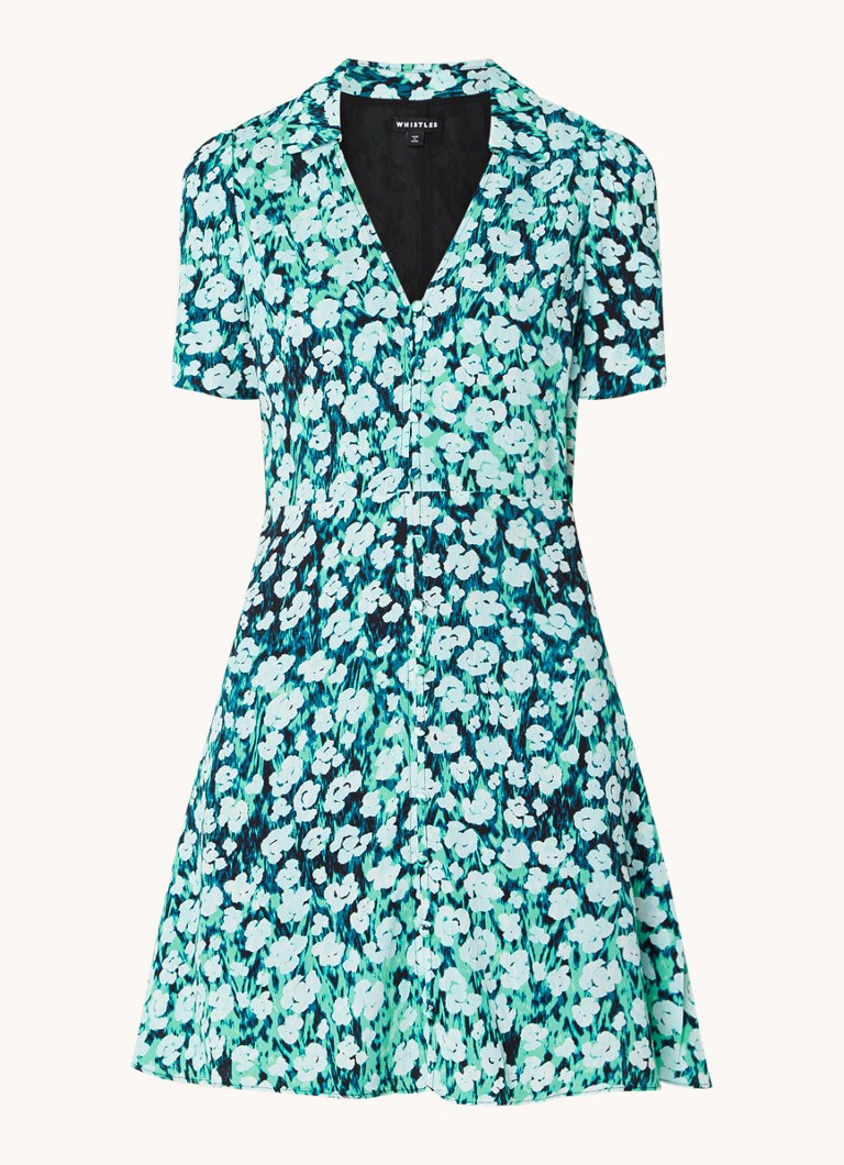Abito corto a blusa Rowan di Whistles, con scollo a V e stampa