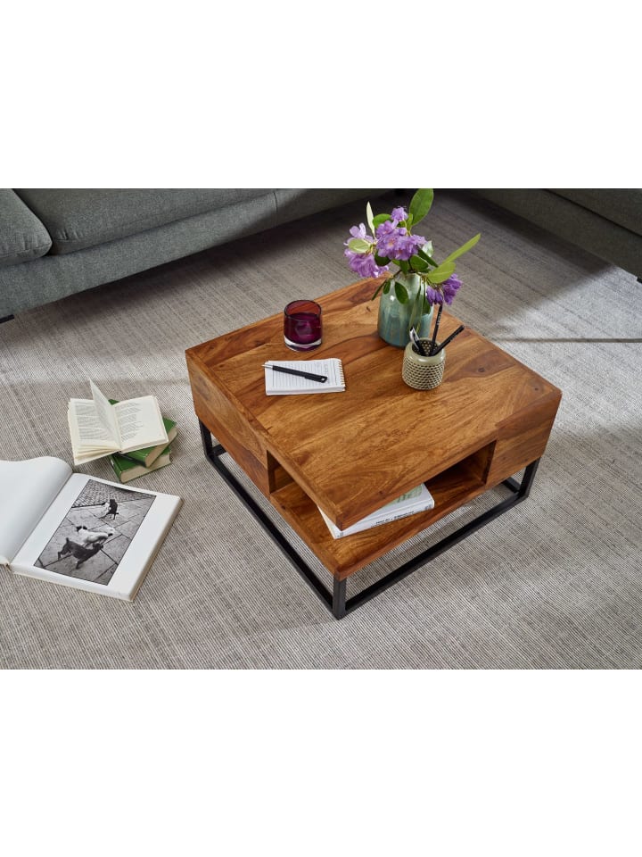 KADIMA DESIGN Couchtisch 60x60x34,5 cm Massivholz / Metall Sofatisch günstig kaufen onesize