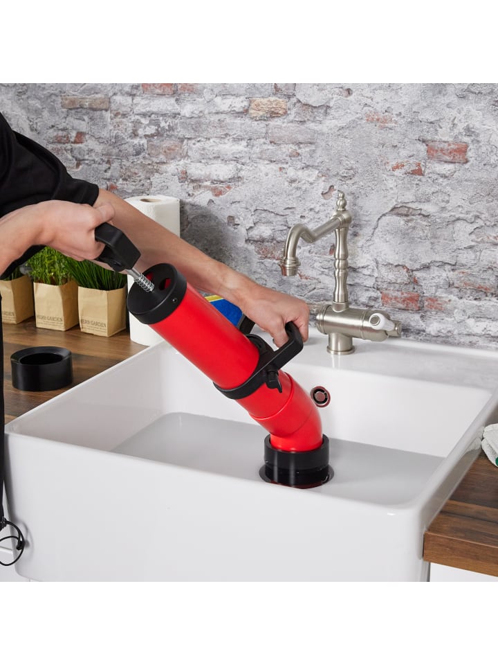 relaxdays Rohrreinigungspumpe in Schwarz/ Rot günstig kaufen onesize