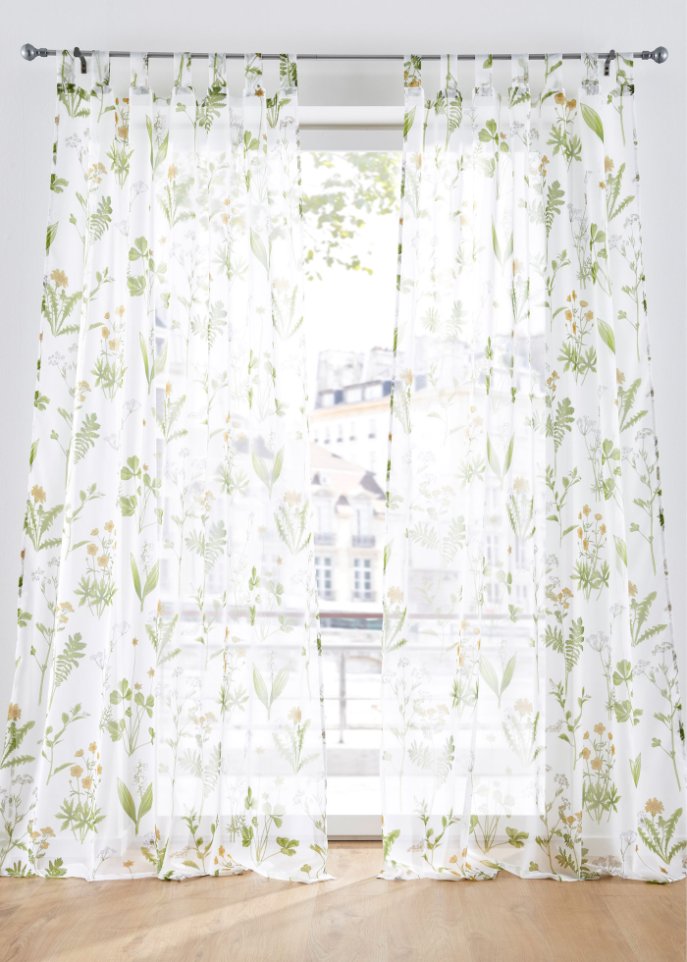 Gardine mit floralem Druck (1er Pack)