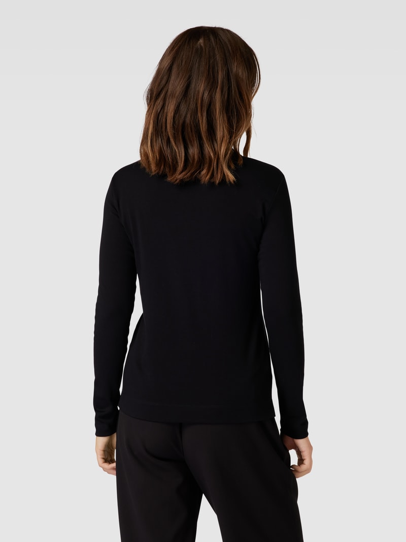 Longsleeve mit Polokragen in schwarz