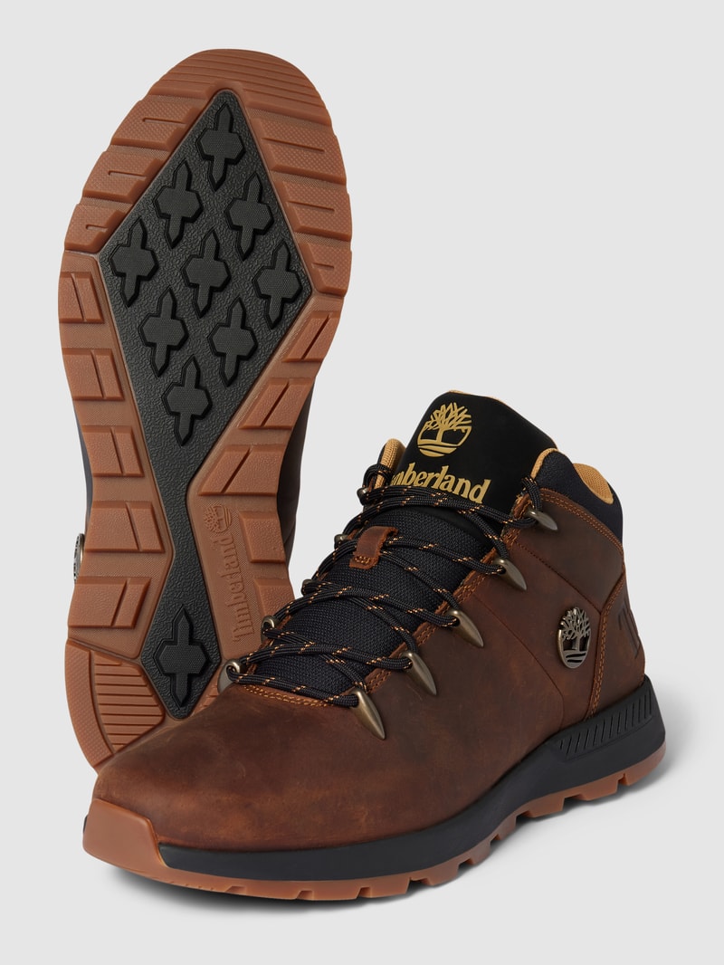 Schnürstiefel mit Label-Detail Modell 'CATHAY' in mittelbraun