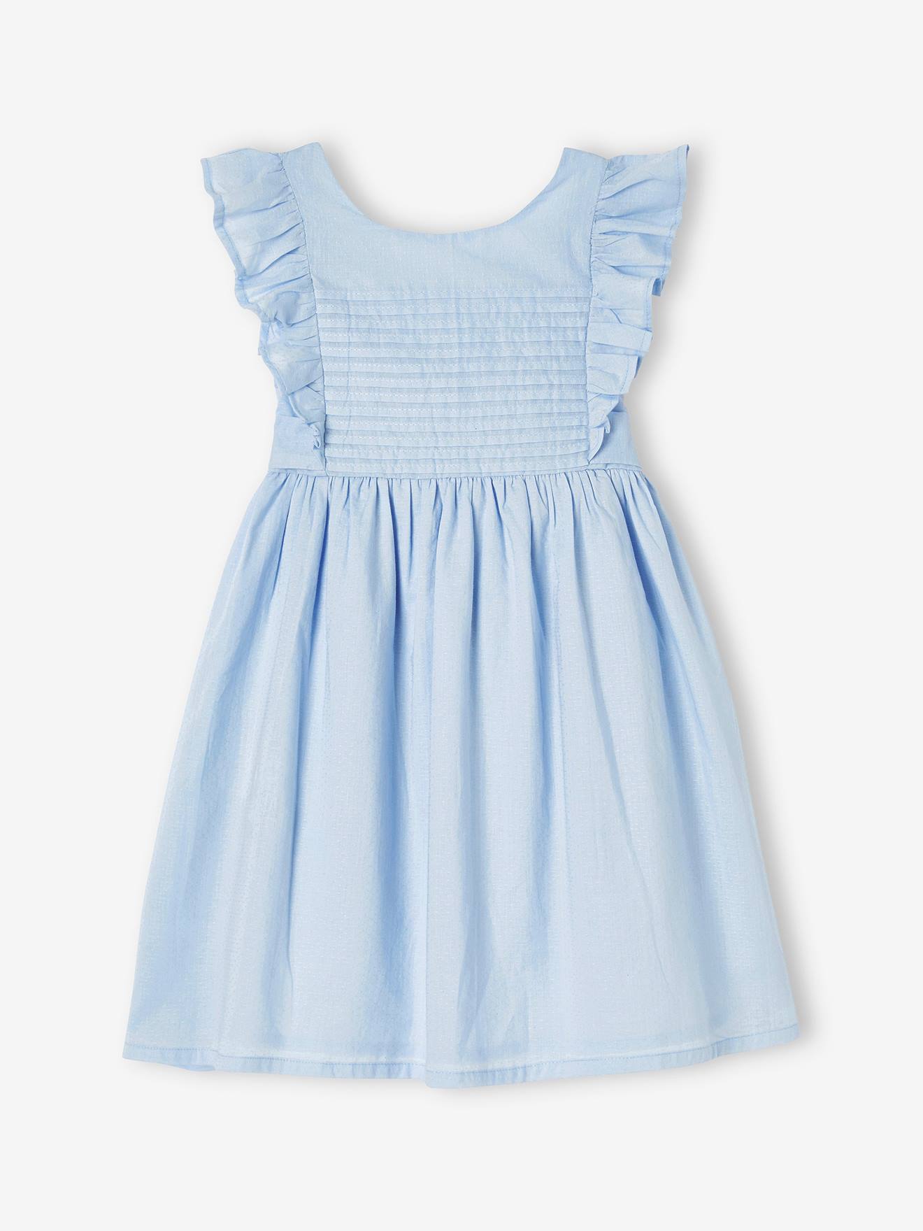 Robe de cérémonie volantée dos nu fille corail