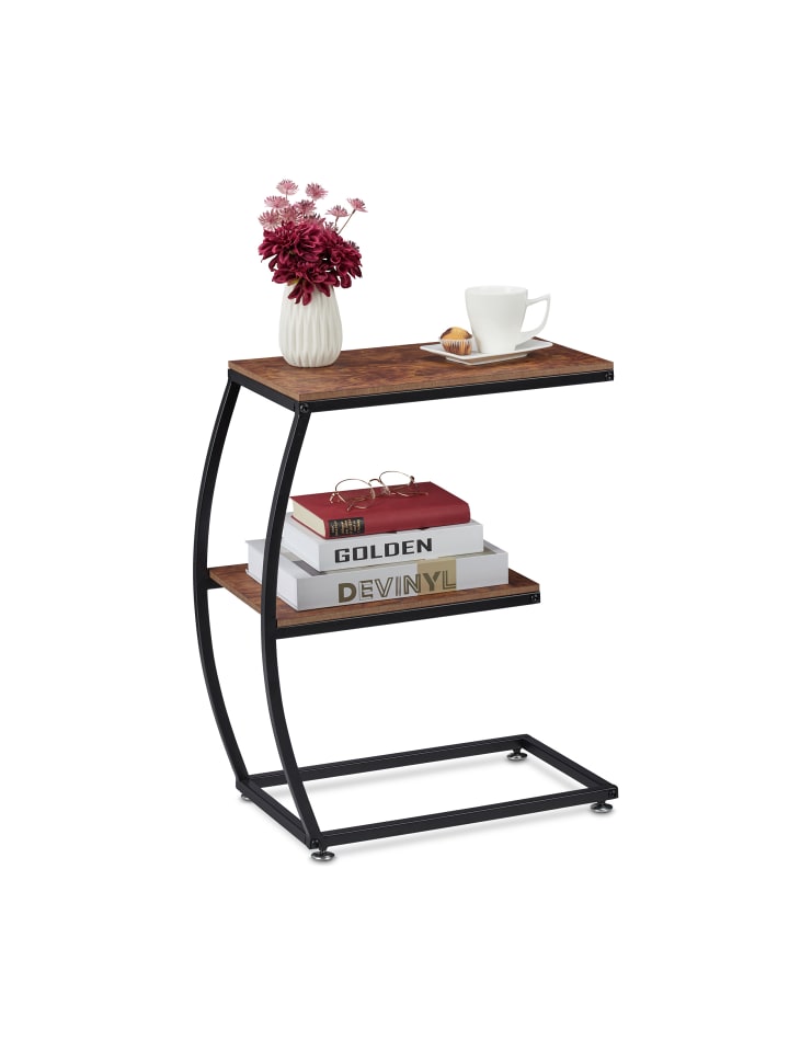 relaxdays Beistelltisch in Braun/ Schwarz - (B)47,5 x (H)57,5 x (T)25 cm günstig kaufen onesize